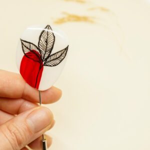 carmine handpainted resin pin