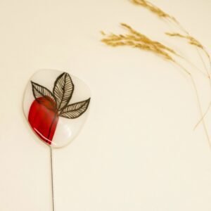 carmine handpainted resin pin