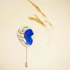 cobalt blue handpainted resin pin