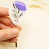 deep purple handpainted resin pin