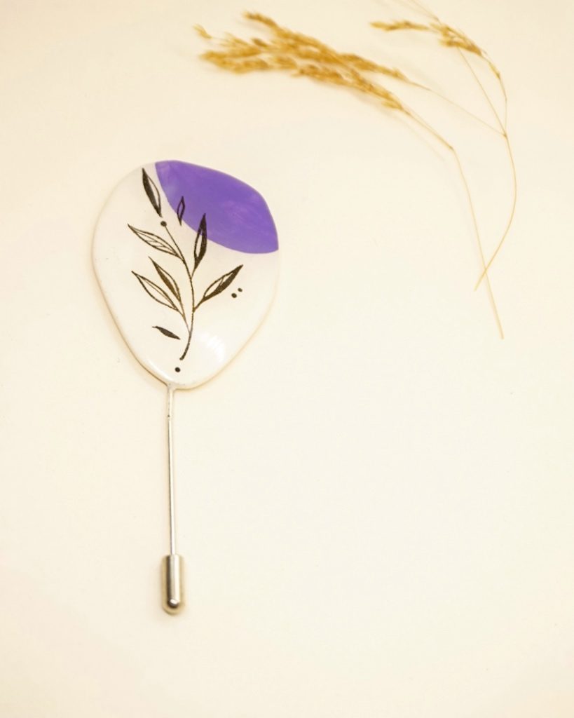 deep purple handpainted resin pin