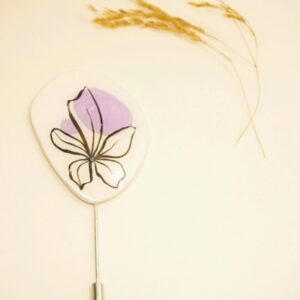 lilac purple handpainted resin pin