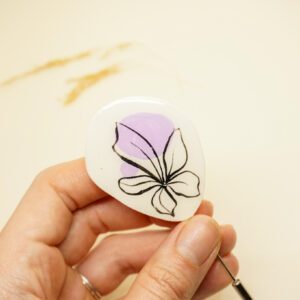 lilac purple handpainted resin pin