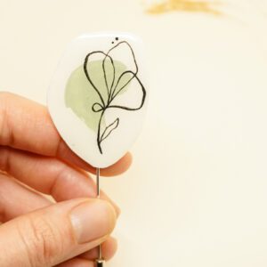 muted green handpainted resin pin
