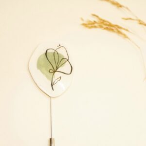 muted green handpainted resin pin
