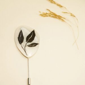 silver handpainted resin pin