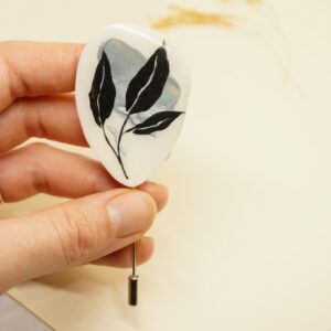 silver handpainted resin pin