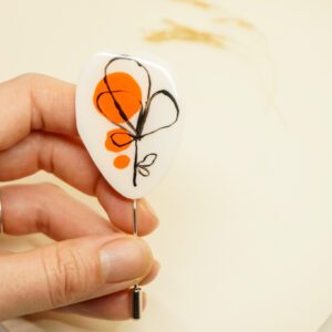 tangerine handpainted resin pin