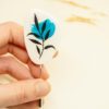teal handpainted resin pin