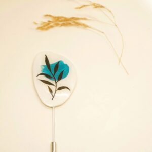 teal handpainted resin pin