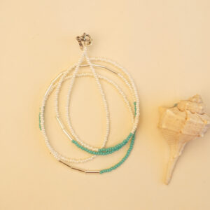 beads cream and turqoise