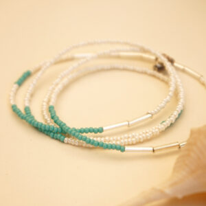 beads cream and turqoise