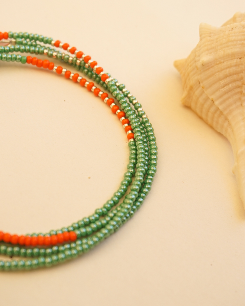 beads green and orange