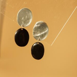 earrings organica black and silver
