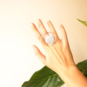 silver ring on hand