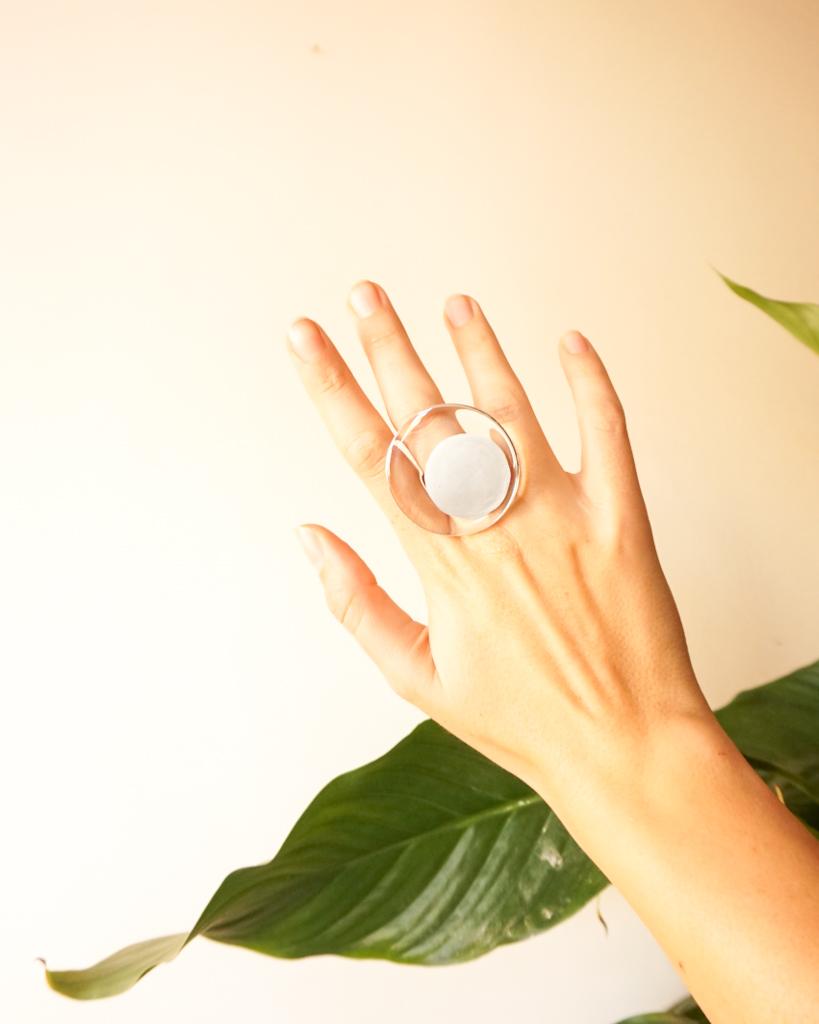 silver ring on hand