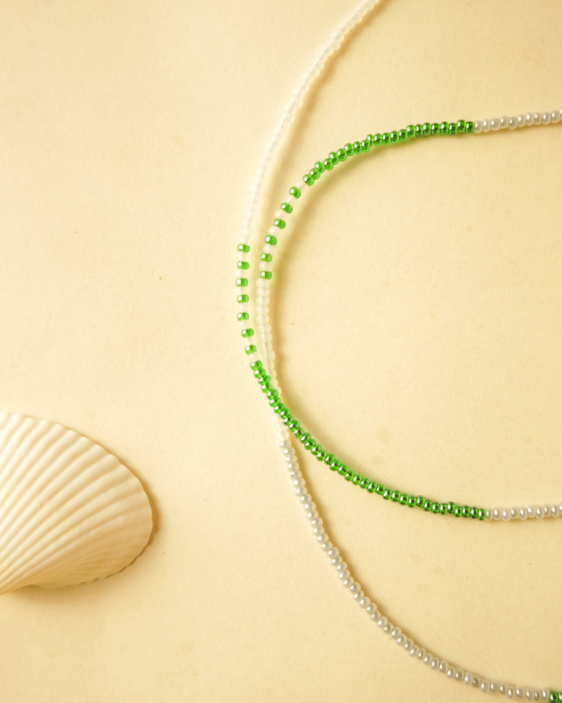 beads green and white
