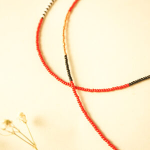 beads red black and bronze
