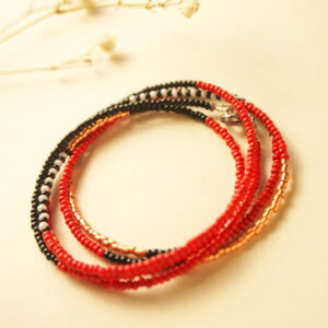 beads red black and bronze