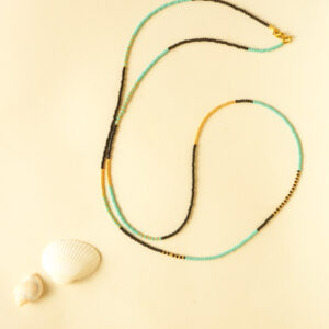 beads turqoise black and gold
