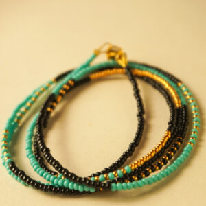 beads turqoise black and gold