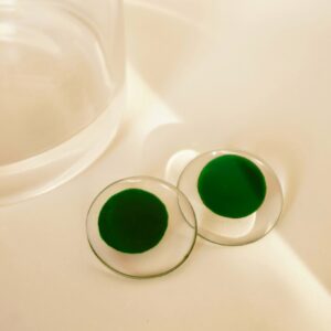 circle earrings forest green