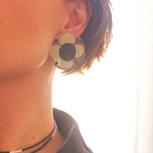 flower power earrings hellebore on ear