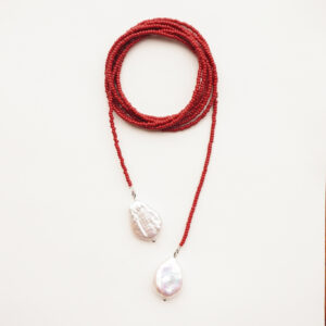pearl necklace burgundy red